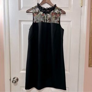 Karl Lagerfeld Floral Embroidered Women's Dress Fully Lined Black Size 10